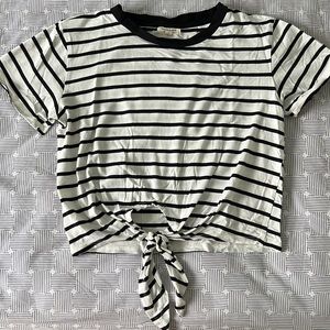 Striped t shirt with front tie